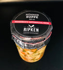 Hausgemachte Hühnersuppe im Glas